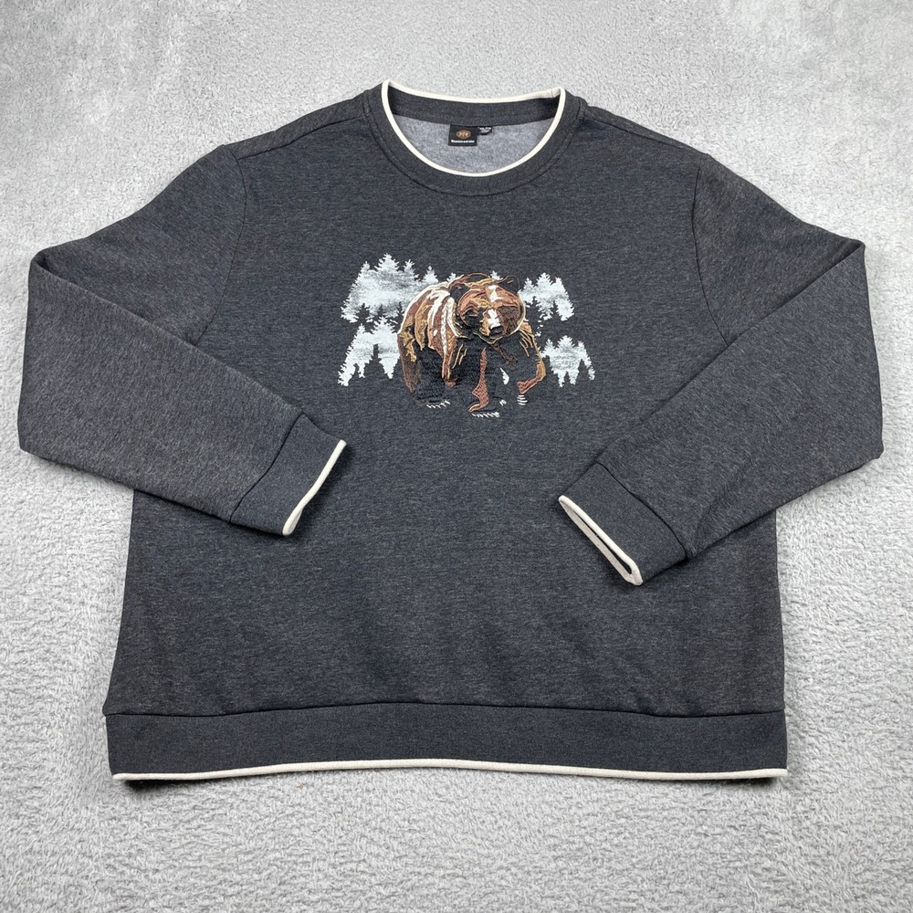 Mountain And Isles Grizzly Bear Sweatshirt Mens XXL Charcoal Fleece